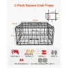 Crab Trap, 2 Packs, 24.4x24.4x11.8 inch Heavy Duty Large Crab Pot Trap for Dungeness, Black PVC Coated Wire Mesh for Stealth, with Gauge