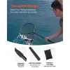 Fishing Net, Foldable Landing Nets with Telescopic Handle, Portable Lightweight and Stronger 6063 Aluminum Fish Gear, Soft Silicone Fish-Friendly