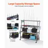 Fishing Rod Holder for 15-Rods, Mobile Fishing Pole Rack Cart with Wheels, Fish Gear Equipment Organizer for Garage Home Indoor Use