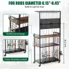 Fishing Rod Storage Rack with Pegboard, Rolling Tackle Organizer Cart, Multi-Tier Fishing Gear Stand for Rods, Reels, Tackle Boxes & Bags