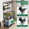 Fishing Rod Storage Rack with Pegboard, Rolling Tackle Organizer Cart, Multi-Tier Fishing Gear Stand for Rods, Reels, Tackle Boxes & Bags
