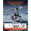 Rod and Fishing Reel Combo, IM6 Carbon Fiber Spinning Rod and Reel Combo, Bass Fishing Pole with 6.5 ft Two-Piece Rods, 7+1 Ball Bearings, EVA Ha
