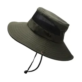 Bucket Hat Summer Men Women Fishing Boonie Hats UV Protection Long Large Wide Brim Hiking Sun Hat Outdoor Cap (Color: Army Green)