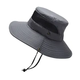 Bucket Hat Summer Men Women Fishing Boonie Hats UV Protection Long Large Wide Brim Hiking Sun Hat Outdoor Cap (Color: Dark Gray)