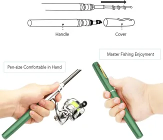 Fishing Rod Reel Combo Mini Pen Fishing Pole Kit Telescopic Fishing Rod Spinning Reel Combo Kit (size: Green   1.4 m)