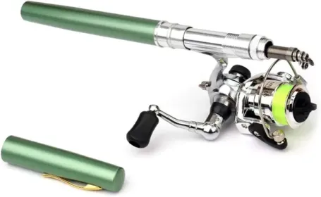 Fishing Rod Reel Combo Mini Pen Fishing Pole Kit Telescopic Fishing Rod Spinning Reel Combo Kit (size: Green    1.0 m)