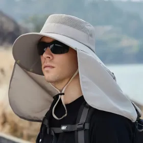 Foldable Windproof Fishing Hat & Camping Hat For Outdoor Hiking And Hunting (Color: Beige)