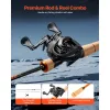 Rod and Fishing Reel Combo, IM7 Carbon Fiber Baitcasting Rod and Reel Combo, Bass Fishing Pole with 6+1 BB System, 7.0:1 Gear Ratio, Cork Handle