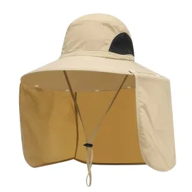 Wide Brim Sun Screen Fisherman's Hat With Neck Flap; Adjustable Waterproof Quick-drying Outdoor Hiking Fishing Cap For Men Women (Color: Khaki, size: 58-60cm/22.83-23.62in)