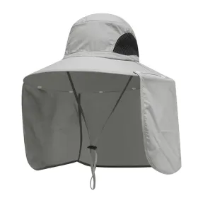 Wide Brim Sun Screen Fisherman's Hat With Neck Flap; Adjustable Waterproof Quick-drying Outdoor Hiking Fishing Cap For Men Women (Color: Light Grey, size: 58-60cm/22.83-23.62in)