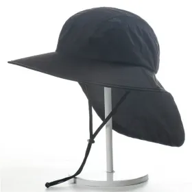 Wide Brim Sun Screen Hat With Neck Flap; Adjustable Waterproof Quick-drying Outdoor Hiking Fishing Cap For Men Women (Color: Black)